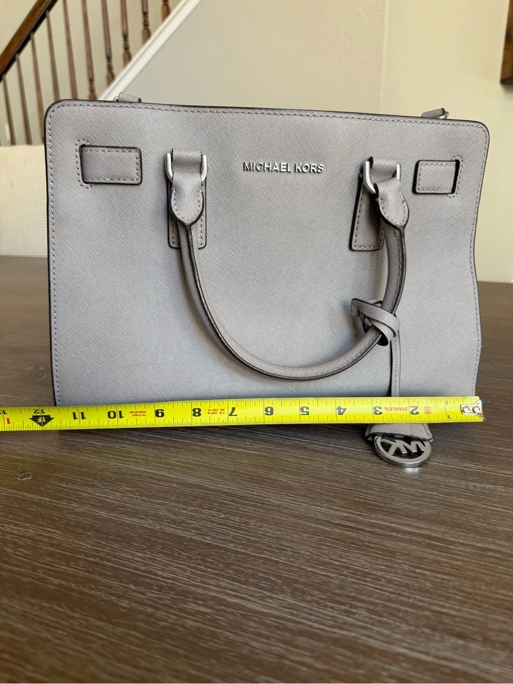 Michael Kors Women's Saffiano Leather Satchel Handbag - Grey